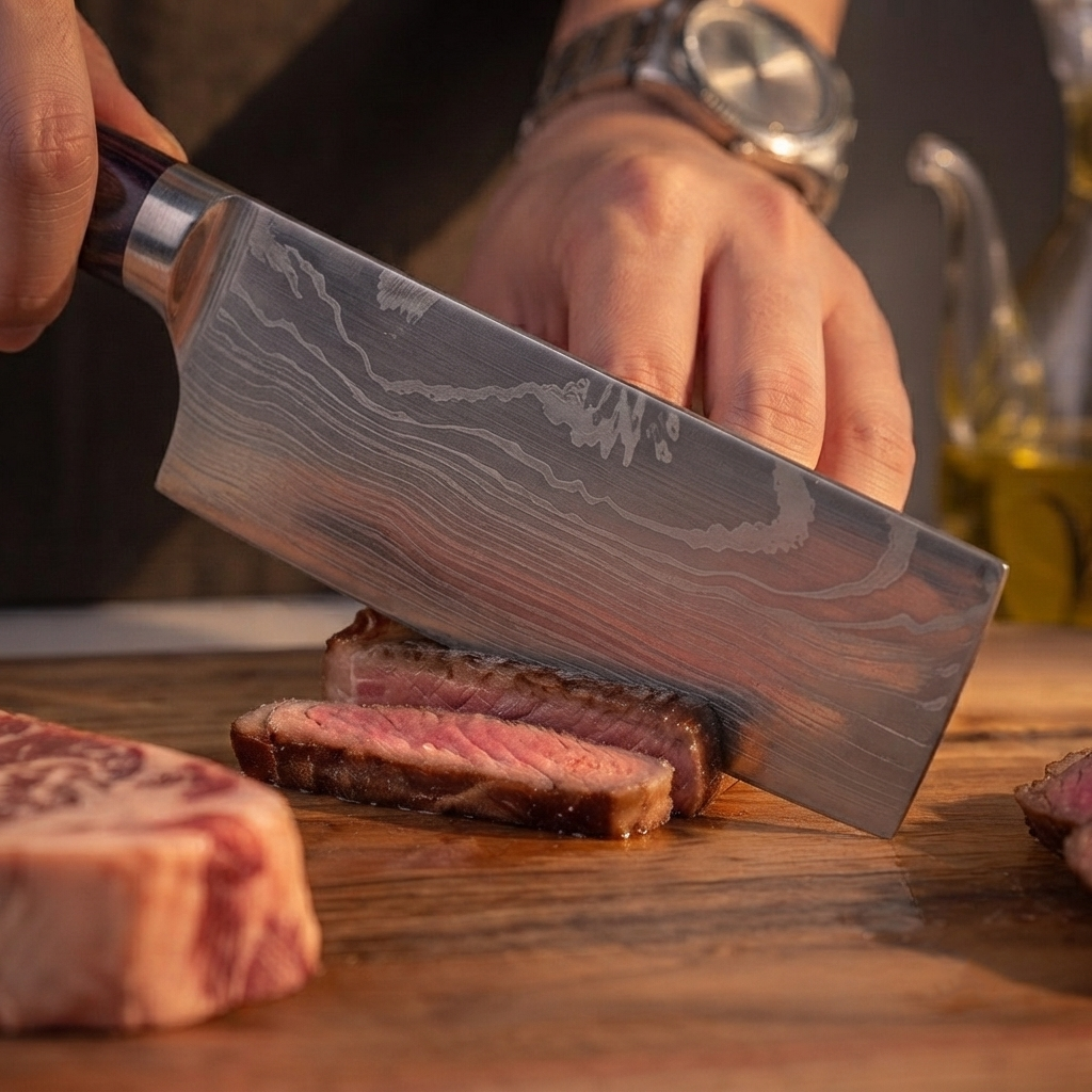 Hackmesser mit Griff aus laminiertem Holz