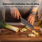 Santokumesser mit Griff aus laminiertem Holz