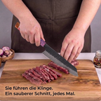 Kiritsukemesser aus echtem Damaststahl, Griff aus stabilisiertem Holz