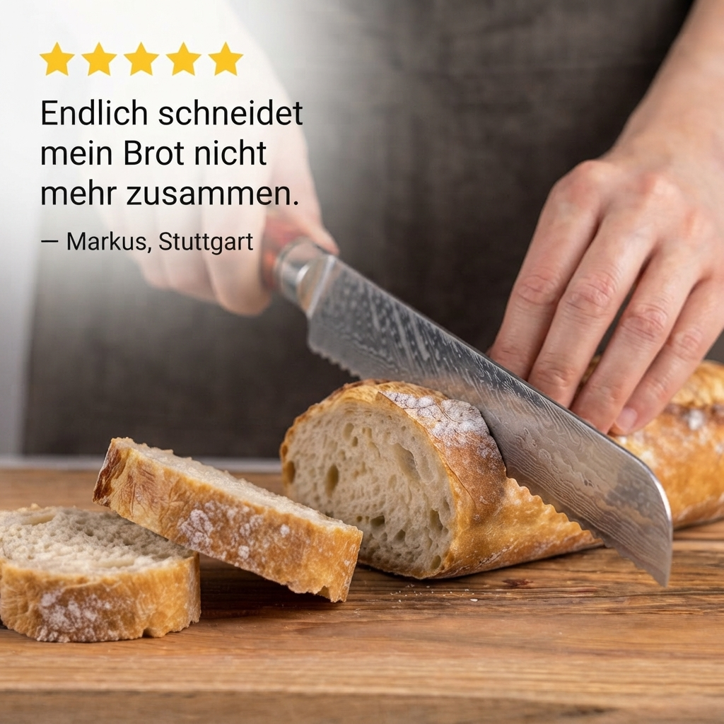 Brotmesser mit rotem Harzgriff