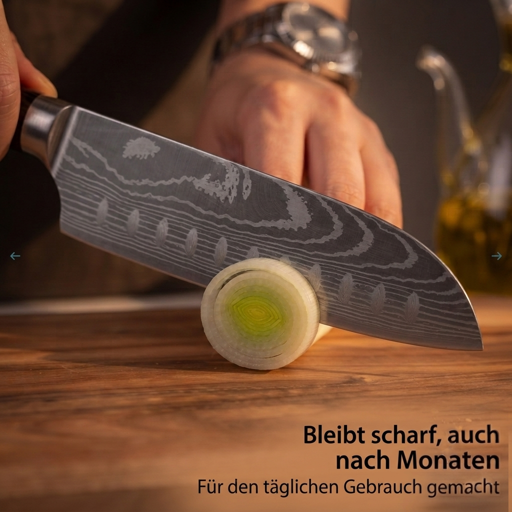 Santokumesser mit Griff aus laminiertem Holz
