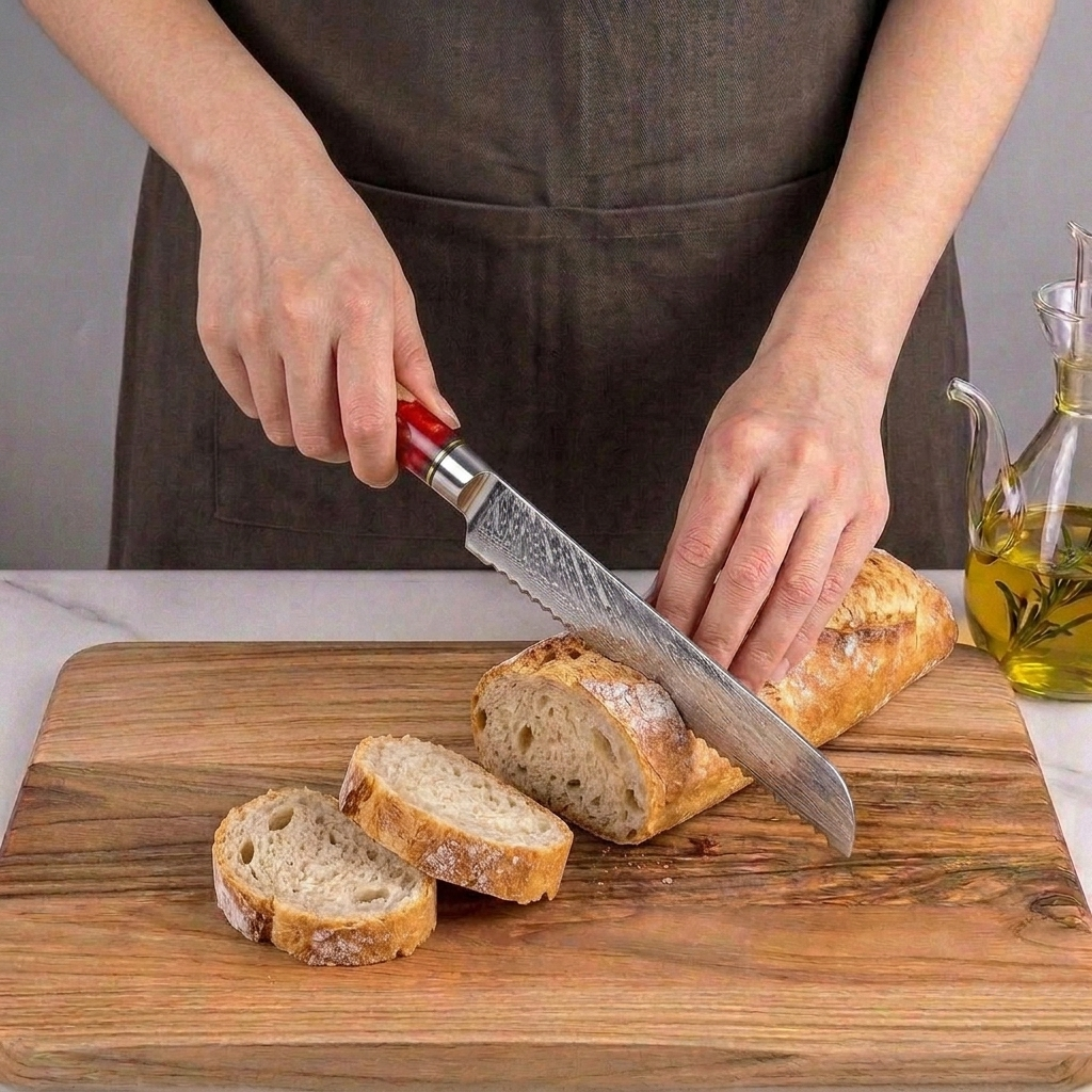 8-teiliges Set mit rotem Harzgriff — Griffe aus stabilisiertem Holz