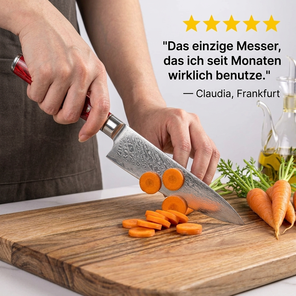 Kochmesser mit rotem Harzgriff