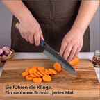 Kochmesser aus echtem Damaststahl, Griff aus stabilisiertem Holz