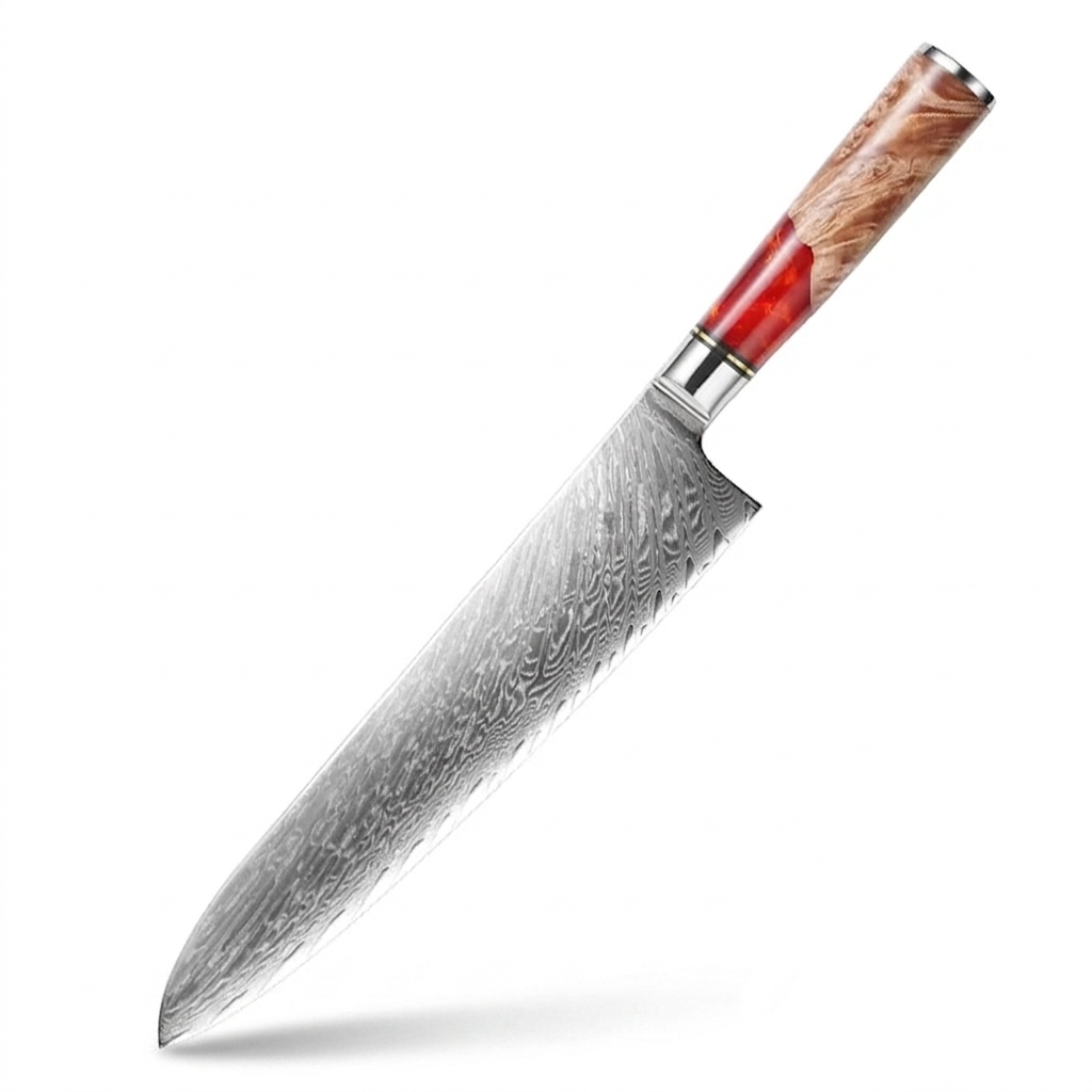 Kochmesser mit rotem Harzgriff