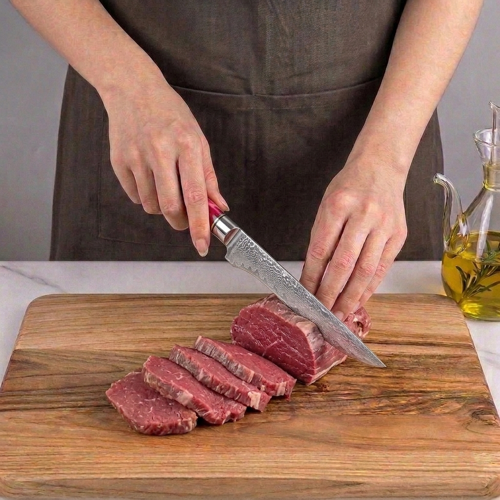 8-teiliges Set mit rotem Harzgriff — Griffe aus stabilisiertem Holz