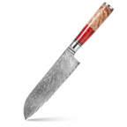 Santokumesser mit rotem Harzgriff