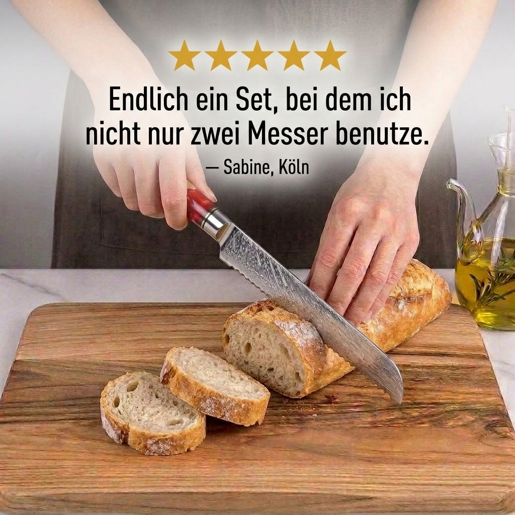 8-teiliges Set mit rotem Harzgriff — Griffe aus stabilisiertem Holz
