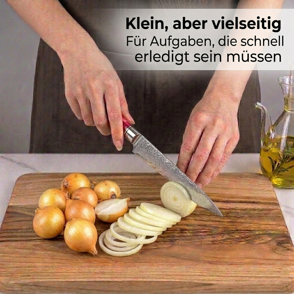 Universalmesser mit Wellenansatz,rotem Harzgriff