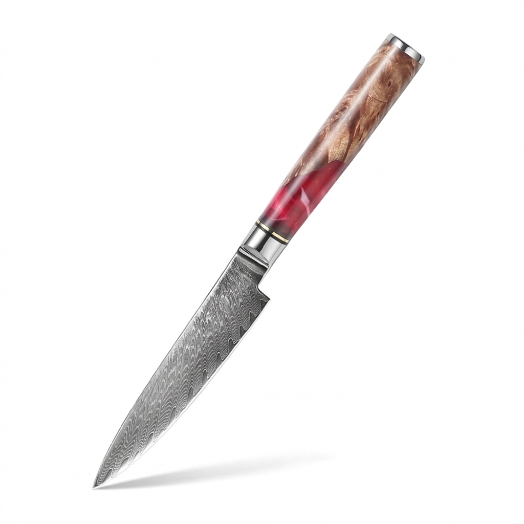 Universalmesser mit Wellenansatz,rotem Harzgriff