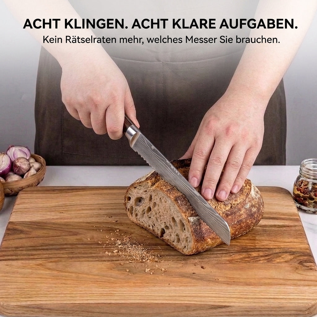 Kochmesser-Set Damast-Optik, 1–10-teilig, wählbar