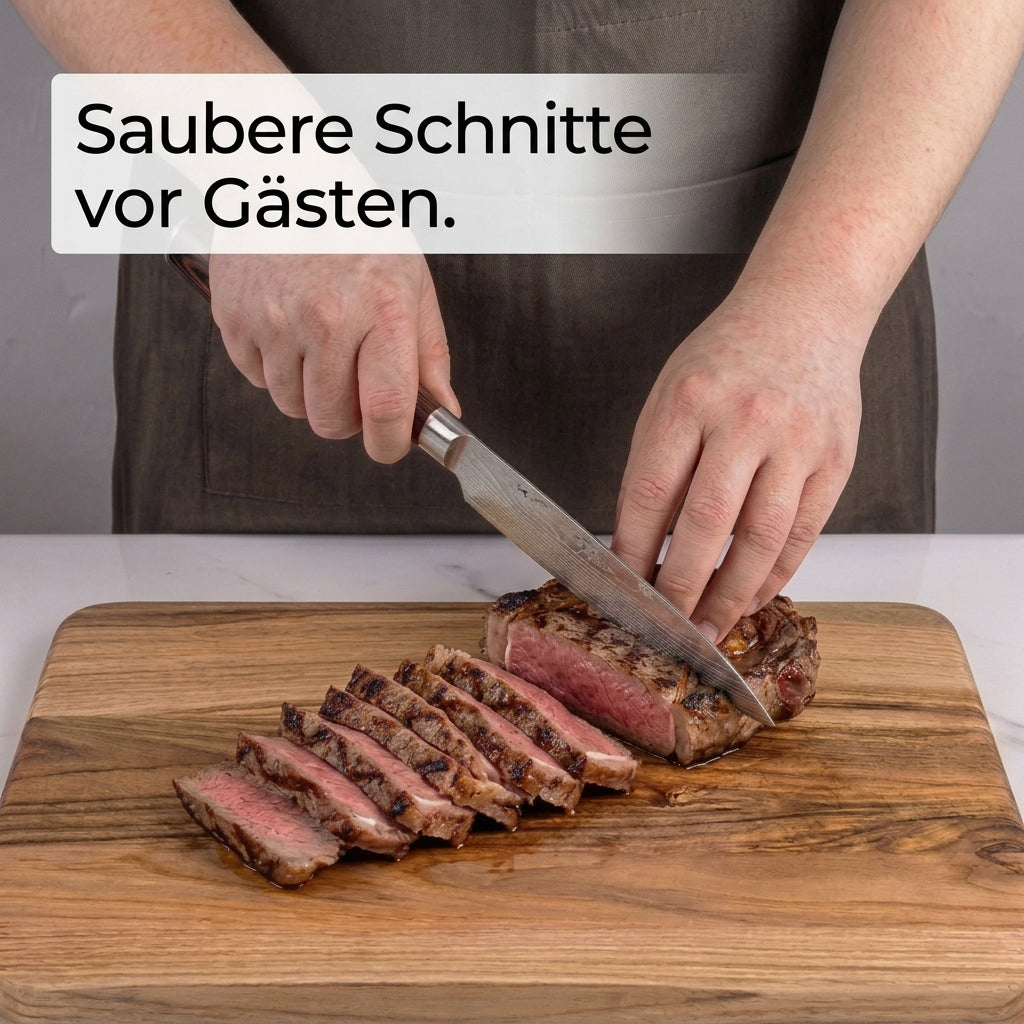 Tranchiermesser 20 cm aus deutschem Edelstahl, Griff aus Pakkaholz
