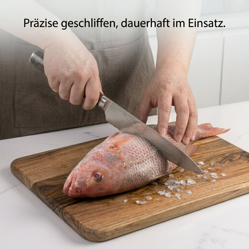 Kochmesser 20 cm aus deutschem Edelstahl, Griff aus Pakkaholz