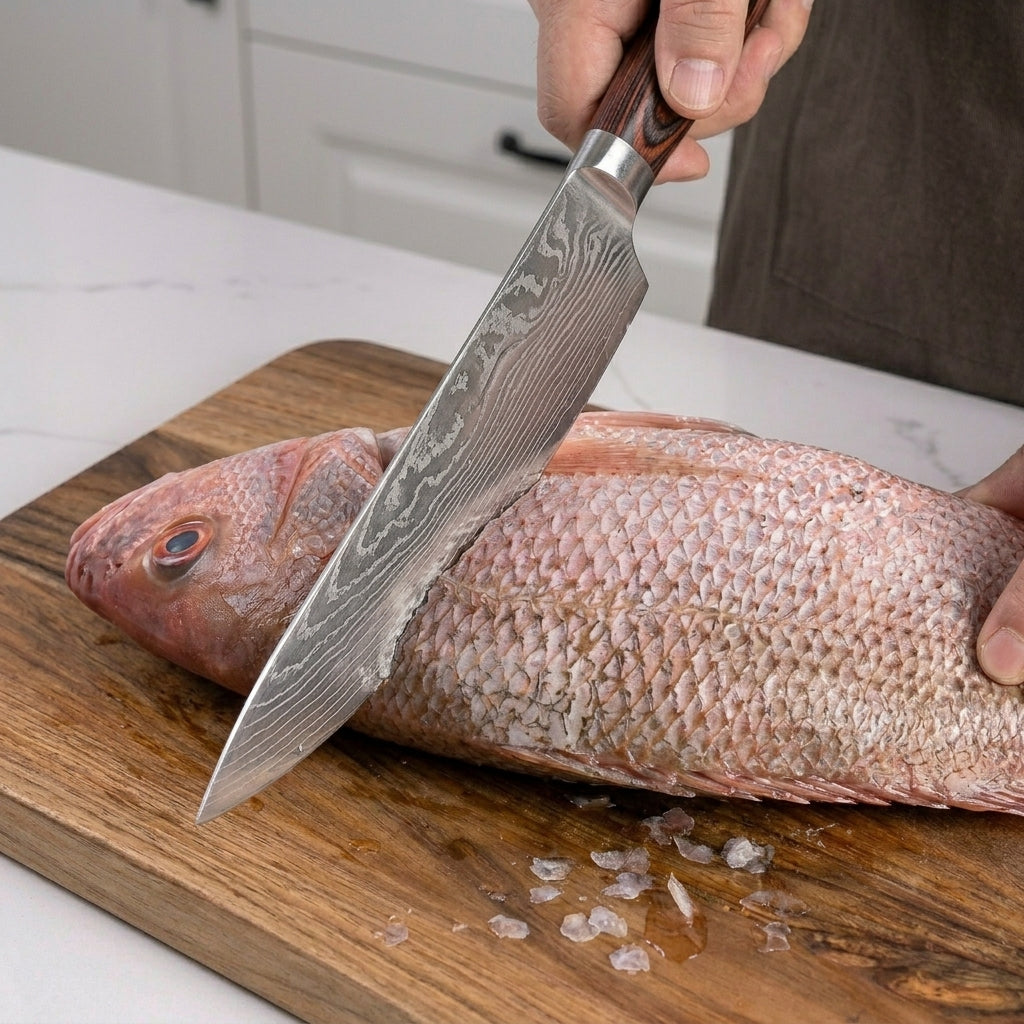 Kochmesser 20 cm aus deutschem Edelstahl, Griff aus Pakkaholz