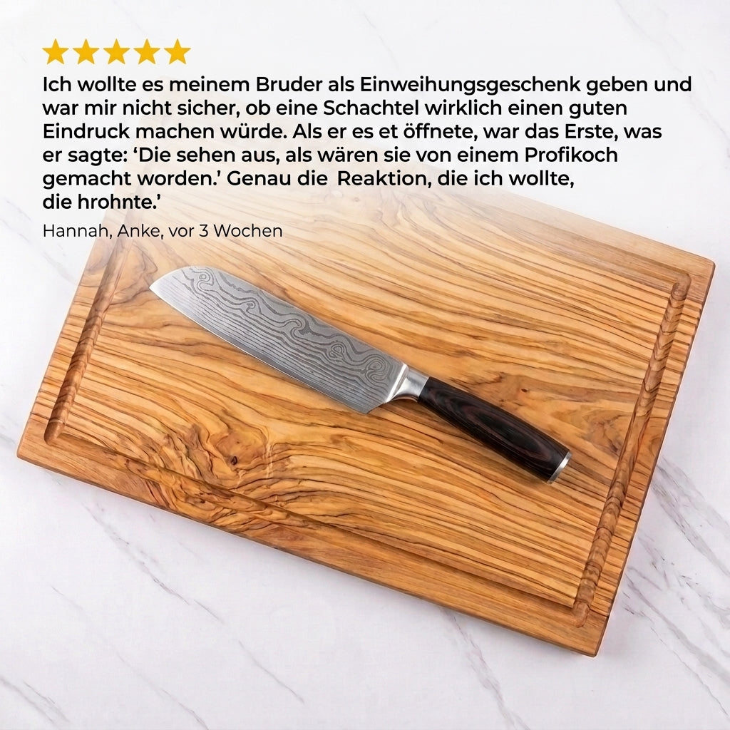 Küchenmesser-Set Damast-Optik, 3-teilig, mit Geschenkbox