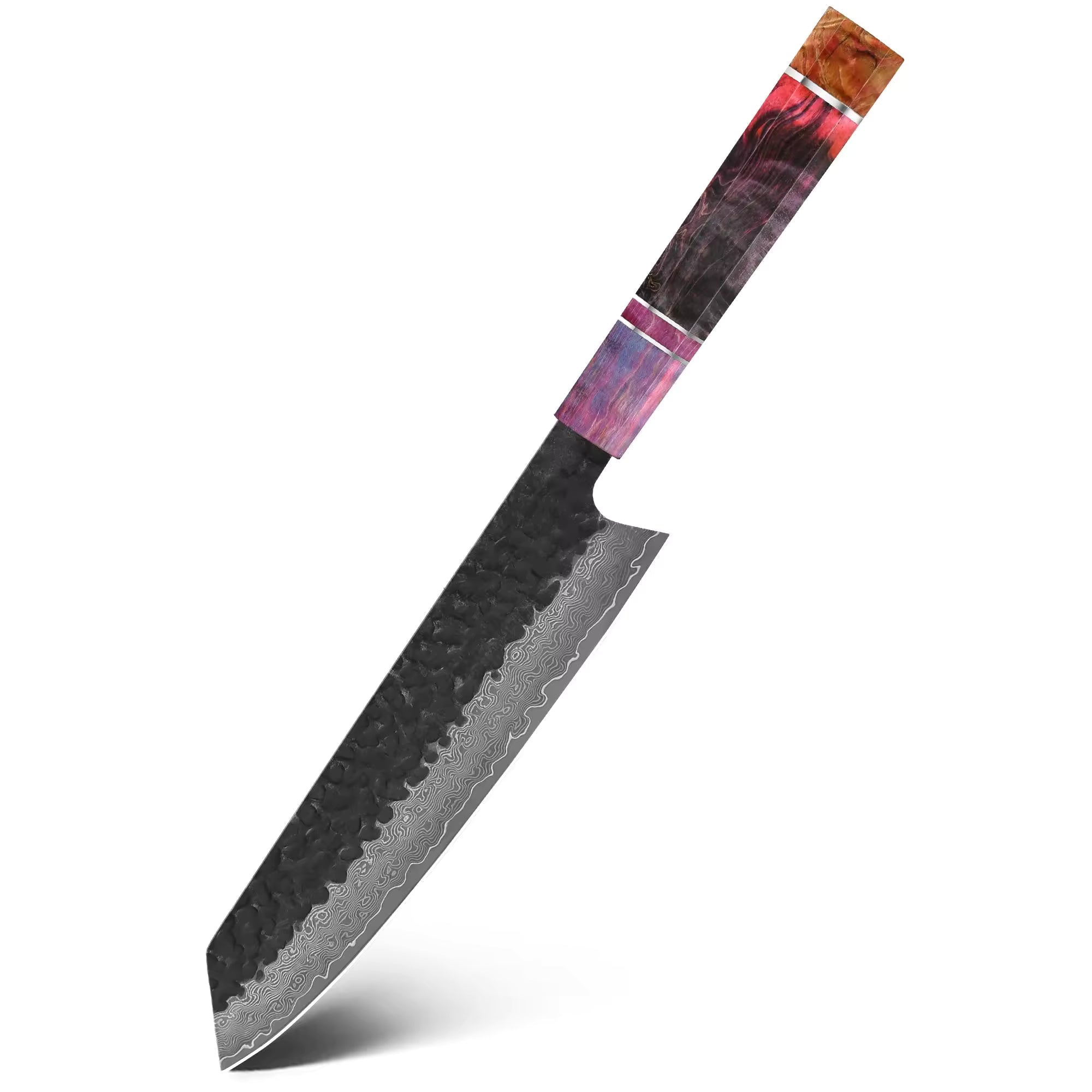 Kiritsukemesser aus echtem Damaststahl, Griff aus stabilisiertem Holz