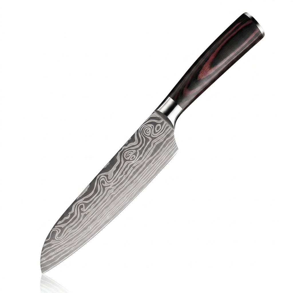 Universalmesser mit Griff aus gefärbtem Holz und Metallkopf