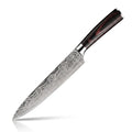 Santokumesser mit Griff aus gefärbtem Holz und Metallkopf
