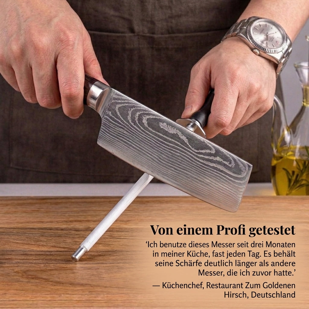 Damast-Messerset, 9-teilig, mit Magnetblock