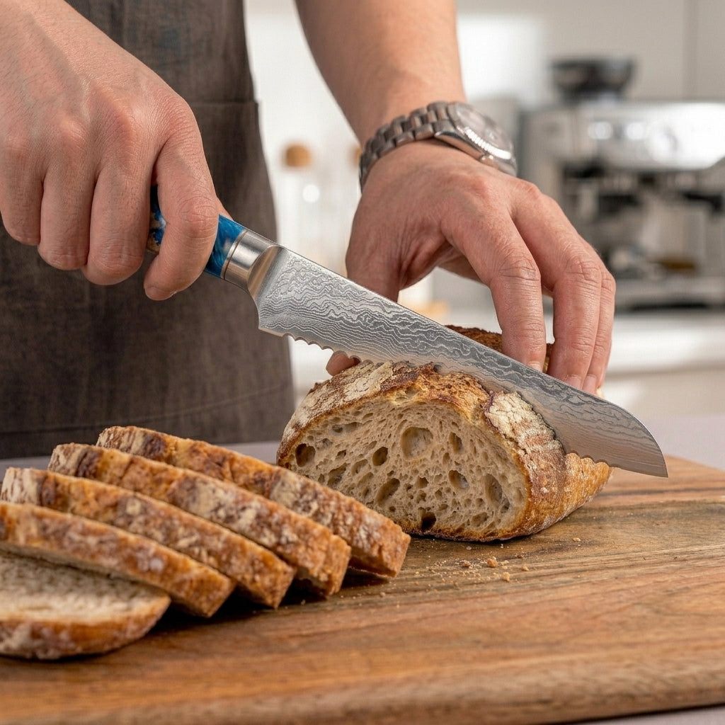 Brotmesser– Wurzelholz & Blauharz
