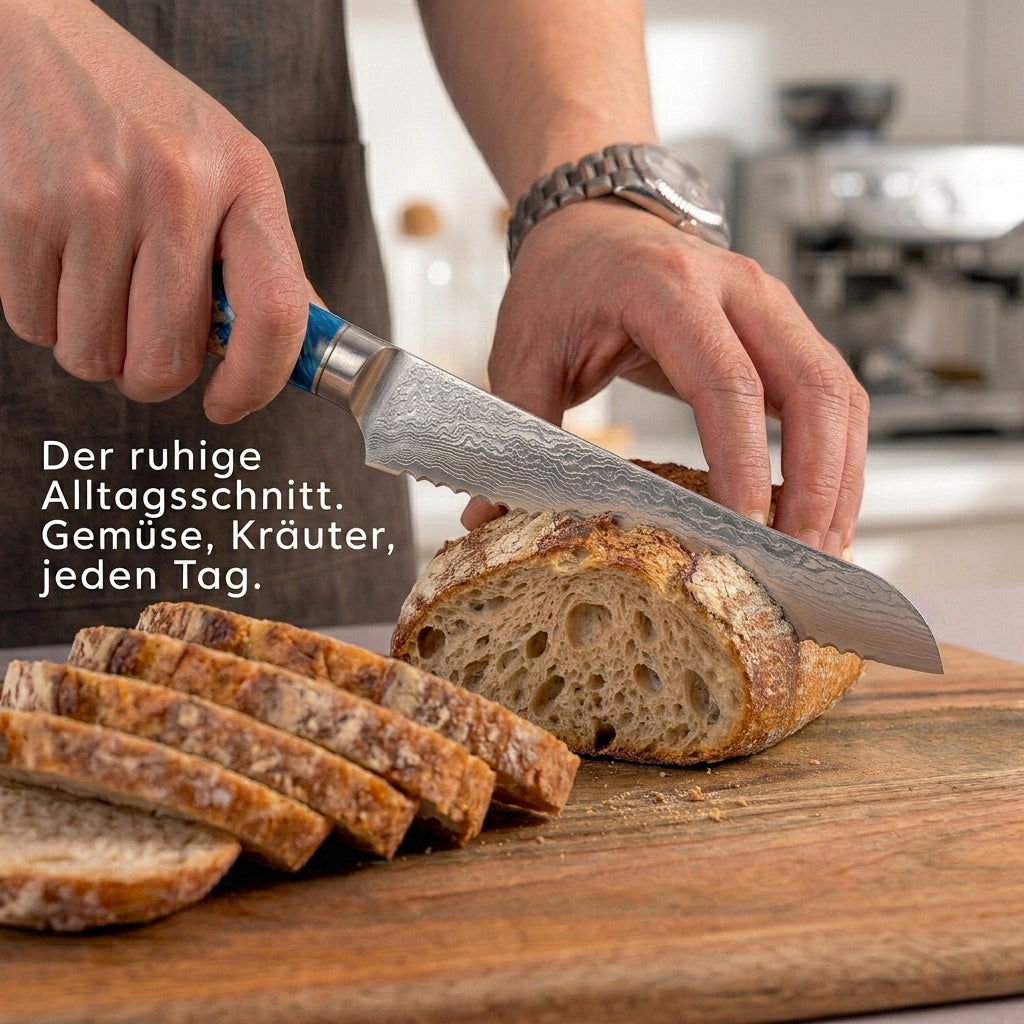 Brotmesser– Wurzelholz & Blauharz