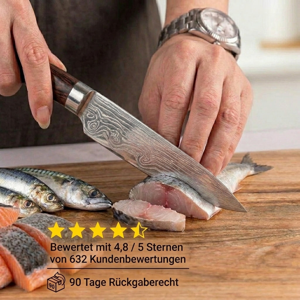 Universalmesser mit Griff aus gefärbtem Holz und Metallkopf