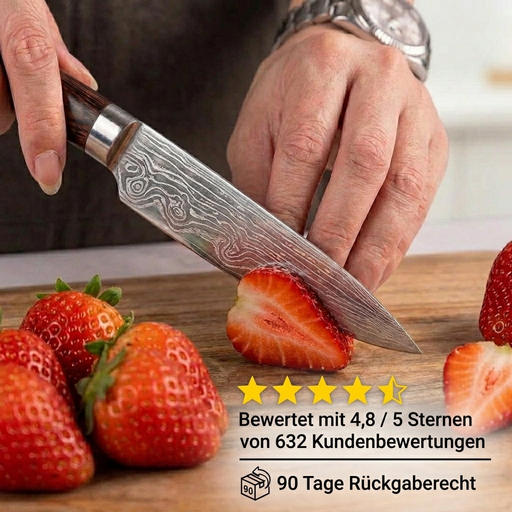 Officemesser mit Griff aus gefärbtem Holz und Metallkopf