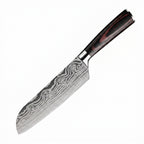 Tranchiermesser mit Griff aus gefärbtem Holz und Metallkopf