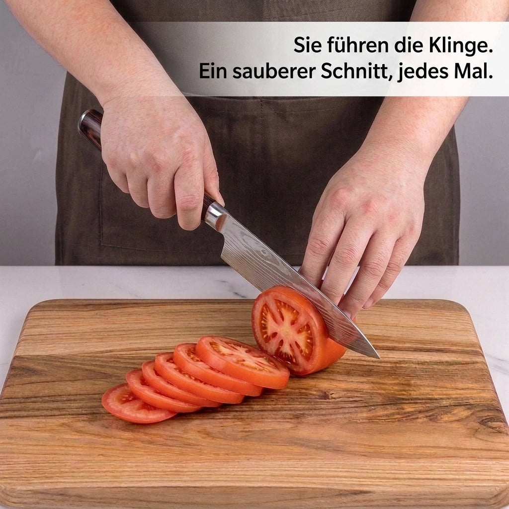 Küchenmesser-Set Damast-Optik, 10-teilig, mit Pakkaholzgriff