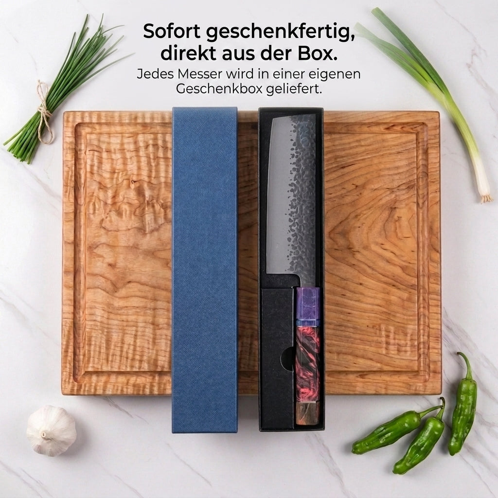 Handgeschmiedetes Damast-Messerset, 67 Lagen, 1–4-teilig