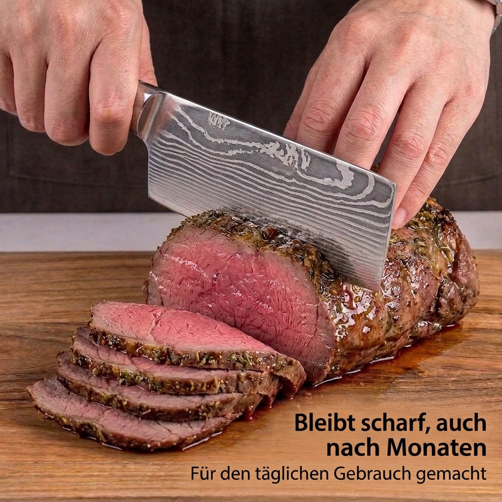 Damast-Messerset, 9-teilig, mit Magnetblock