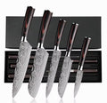 Küchenmesser-Set Damast-Optik, 5-teilig, im Geschenkkoffer