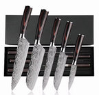 Küchenmesser-Set Damast-Optik, 5-teilig, im Geschenkkoffer