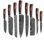 Kochmesser-Set Damast-Optik, 1–10-teilig, wählbar