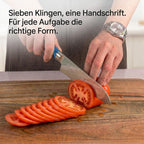 Damast-Messerset, 7-teilig – Griff aus Blauharz & Wurzelholz