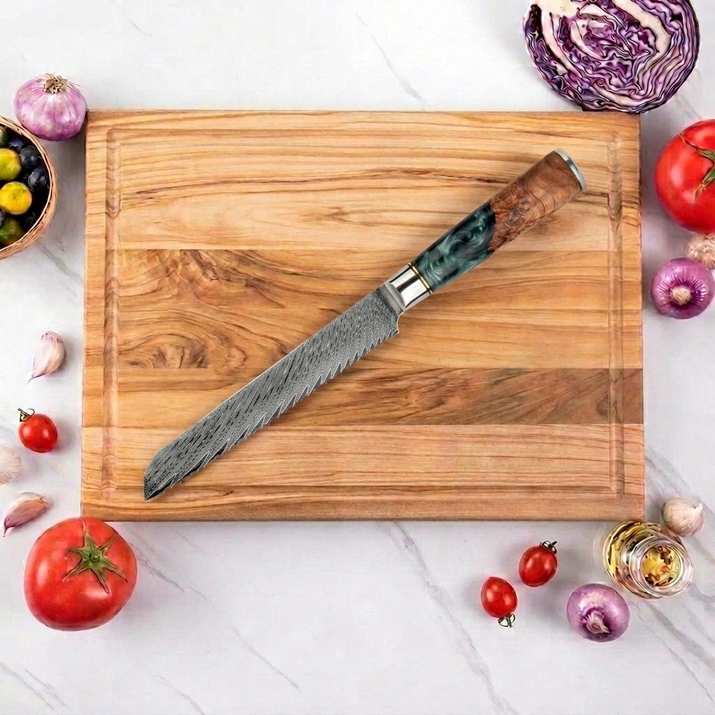 Brotmesser 240 mm – Griff aus stabilisiertem Holz