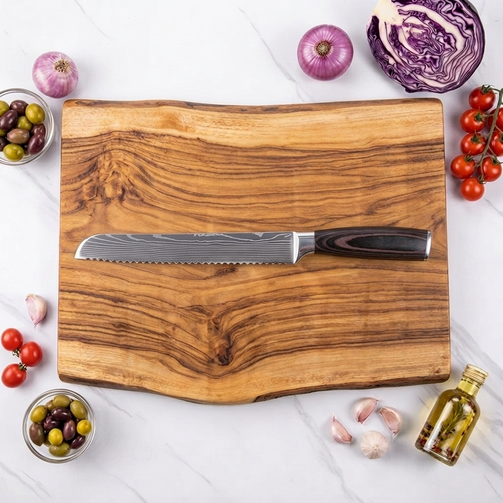 Brotmesser mit Griff aus laminiertem Holz